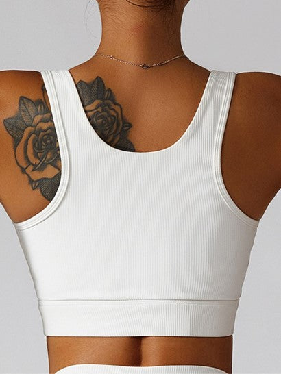 Textured Snap Button Sports Bra